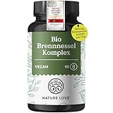 NATURE LOVE® Bio Brennnessel Komplex - 800mg - mit Löwenzahn und Birkenblatt - 60 Kapseln - pflanzliche Alternative zu Entwässerungstabletten - Brennesselkapseln ohne unnötige Zusätze - Vegan