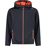 CMP Unisex Kinder Leichte Softshelljacke für Kinder mit Fester Kapuze Jacke Kokon-Mantel, Anthrazit, 140