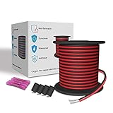 LEADTOPS 20M Verlängerungskabel Draht 22AWG 2 Adriges Kabel Polig 2x0.32 mm² Elektrisches Rotes und Schwarzes Drahtlitzen Verzinntes Kupfer für 12 V DC 3528 5050 2835 Einfarbiger LED Streifen/Lampen