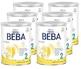 BEBA 2 Folgemilch nach dem 6. Monat, Babynahrung mit 5 HMO Komplex, nur Laktose, ohne Palmöl, 6er Pack (6 x 800g)