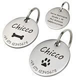 Hundemarke mit Gravur personalisiert Edelstahl 30mm | Name Telefonnummer | Namensschild für Halsband | Dogtag Anhänger | Tiermarke für Hunde, Pferde, Katzen & Welpen Herz Pfote Anker Knochen Kleeblatt