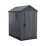 Keter Gerätehaus Darwin 4x6, Grau, Außenmaße 184,5x125,8x205cm, wartungsfrei, wetterfest, wasserdicht, mit Unterboden