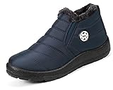 Gaatpot Winterschuhe Damen Winterstiefel Wasserdicht Stiefel Warm Schuhe Winter Stiefeletten Blau Gr.38