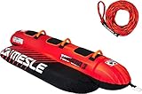 Mesle Bananen Boot Aufblasbar Torpedo 2-4 Personen, Set mit Leine, Towable Funtube Banana Boat für Kinder & Erwachsene, Wasser Tube Motorboot, Wasserreifen zum Ziehen