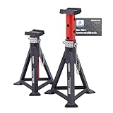 Arebos 2X Unterstellbock | je 3 Tonnen Tragkraft | höhenverstellbar 299-442 mm | Unterstellbock Set | Wagenheber Ständer | Stützböcke mit Sicherungssplint & Gummiauflagen | Stützfuß, Stahl