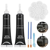 BUDOCI Leder Reparatur Schwarz Set, Mixbar Fiussigleder Reparatur Creme Set Schwarz Leder Repairing kit für Auto Lederlenkrad Sofa Jacke Geldbörse Gürtel Schuhe Kunstleder Kratzer Risse