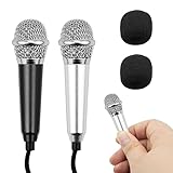 2 Stück Mini Karaoke Mikrofon,Kleines Karaoke Mikrofon für Telefon mit 3,5-mm-Universalkabel,Kabelgebundenes Mikrofon aus Metall,Tragbares Gesangsmikrofon Kondensatormikrofon für Laptop Notebook