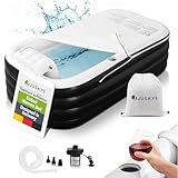 Juskys Aufblasbare Badewanne L - Outdoor Wanne für Erwachsene, faltbare, mobile Eistonne mit Rückenlehne für den Balkon, Eisbad mit Abdeckung & Pumpe