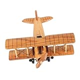 Hemobllo Modellflugzeug Aus Holz Holzebene Figur Holz -doppeldeckermodell Kleine Holzebene Ornament Doppelspielzeug Für Sammler Doppeldecker-Statue Flugzeug -doppeldeckermodell Khaki