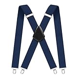 Diompirux Hosenträger Herren Breit 3,5 cm mit Sehr Starken 4 Metall Clips, Durable Elastic Verstellbare Hosenträger, Elastisch X Form Einheitsgröße Hosenträger, Passt Alle Männer und Damen (Blau)