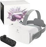 DESTEK V5 VR Brille für Handy, 3D Brille Augenschutz 110° FOV HD Anti-Blau Linsen VR Brille für iPhone Samsung Android 4,7-6,8 Zoll, Weiß (Weiß)