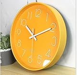 Leise Wanduhr für Schlafzimmer, 30,5 cm, Uhren für Wohnzimmer, Dekoration, batteriebetrieben, moderne Uhr für Zuhause, Küche (Orange)