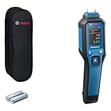 Bosch Professional Pin-Feuchtemessgerät GMP 1-13 (misst 37 Holzarten und 10 Baustoffe, Schutzklasse IP 65, kontrastreiches LCD-Display, 2x AA-Batterie, Tasche)