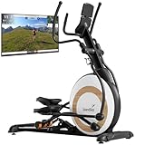 Skandika Crosstrainer Carbon P26-S | Ellipsentrainer mit Steigung für Zuhause, 26 kg Schwungmassensystem, App kompatibel, bis 150 kg, 32 Widerstandsstufen, Doppelschienensystem | Fitnessgerät