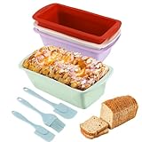 Toivize 4 Stück Silikon Backform, Antihaftende Kastenform kuchen Silikon für Kuchen und Brote, mit 3 Stück Silikagel Spatel Set, Kastenform Kuchen für Backofen und Luftfritteuse(19,5x9,5x5,5cm)