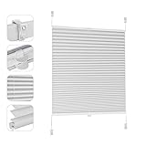 Sekey Plissee ohne Bohren Verdunkelung, Fenster Plissee Klemmfix Jalousie 75 cm breit, Verspannt Blickdicht Sonnenschutz Fensterollo, 75x200cm, Weiß