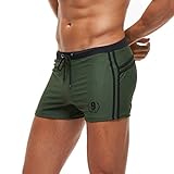 Arcweg Badehose Herren Eng Kurz Badeshorts mit Tunnelzug Schwimmhose Wassersport Kurze Hose UV Schutz Jungen Schwimmwear Oliv M(EU)-MarkeGröße L