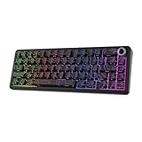 EPOMAKER X Aula F65 PRO Wireless Mechanical Gaming Keyboard, Hot-Swappable, Knob and Shine-Through PBT Keycap, RGB, Bluetooth/2.4GHz Wireless, QWERTY US, 65% Layout (Schwarze, Ice Crystal Switch)