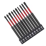 10 Stück Magnetische Schraubendreher-Bits 100mm Länge mit 1/4 Sechskantschaft passend für Torx Kreuz und Pozidriv-Schrauben inkl. PZ1 PZ2 PZ3 PH1 PH2 PH3