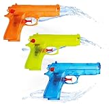 3er Wasserpistolen Set - ca. 12 cm mit großer Reichweite Wasserspritzpistole Spritzpistole klein mini für Kinder