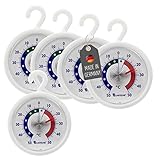 Lantelme 5 Stück Kühlschrankthermometer Set mit Haken zum aufhängen | Temperatur + - 50°C | auch für Gefrierschrank Gefriertruhe Kühltheke Weinschrank | Analog Kühlschrank Thermometer