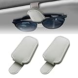 BAVUNV Brillenhalter für Auto Sonnenblende, 2 Pack Universal Leder Sonnenbrillenhalter Auto, Magnetische Auto Visier Brillenhalter für Alle Arten von Gläsern Geeignet (Grau)