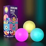 Jonglierbälle LED 3er Set - Cooles Leuchtendes Jonglierset für Anfänger und Profis | Perfekte Juggling Balls für Eine Effektvolle Show für Kinder und Erwachsene | Regenbogen Farben und Strobe-Effekt