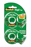 Scotch Magic Tape - 2 Handabroller, 19 mm x 12 m + 3,2 m GRATIS - Unsichtbares Klebeband für allgemeine Zwecke zur Reparatur, Etikettierung und Versiegelung von Dokumenten
