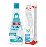 NUK Reinigungsset zur gründlichen Reinigung von Babyflaschen, Saugern & mehr | Spülreiniger 500 ml & 2in1 Flaschenbürste | entfernt hartnäckige Milch- und Breireste | frei von Duft- und Farbstoffen