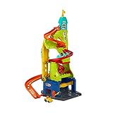 Fisher-Price HBD77 - Little People Sitz & Steh Hochhausrennbahn – 2-in-1-Spielset und Fahrzeug, Autorennbahn-Spielzeug, Geschenkset für Kleinkinder ab 1,5 Jahren