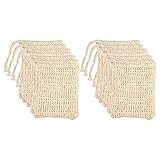 KASFDBMO 10 x Seifensäckchen aus natürlichem Sisal, für die Dusche, wiederverwendbare Badeseifenbeutel mit Kordelzug