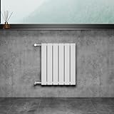 WITEN&NOCK Designheizkörper Austauschheizkörper Flach Paneelheizkörper mit Seitenanschluss Nabenabstand 500 mm inkl. Montageset Bauhöhe 550 Breite 450 mm Weiß,Einlagig