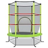 COSTWAY Ø165cm Gartentrampolin mit Sicherheitsnetz, Trampolin bis 135KG belastbar, Indoor-/Outdoortrampolin für Kinder ab 3 Jahre (Grün, Ø165x165cm)