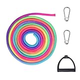 Tulov 4M Schlittenseil, Regenbogen Farbe Schlittenleine, Schlittenseil Zugseil, Schlittenleine Mit Griff, Bunte Schlitten Schnur mit Karabiner, Schlitten Zugseil für Schlitten und Rodel im Winter