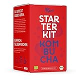 fairment Starterkit Kombucha - Das lebendige Kombucha Getränk einfach selbermachen - Starter Set mit Bio Kombucha Pilz (SCOBY) , Glas, Zutaten, Zubehör und Rezepten - Kombucha Tee selbst machen