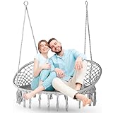 Outtec® XXL Hängesessel Outdoor - bis 200 kg, Hängeschaukel Zweir Personen - 2-Sitzer Sessel zum Aufhängen - Hängekorb, Gartenschaukel, Schaukel für Garten, Terrasse, Balkon - Boho