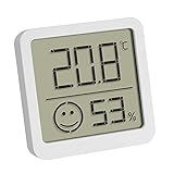 TFA Dostmann Digitales Mini Thermo-Hygrometer, 30.5053.02, Innentemperatur und Luftfeuchtigkeit, klein und handlich, zum Stellen oder Aufhängen, weiß