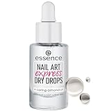 essence nail art express dry drops – Transparenter Nagellack-Trockner – Nagel-Pflege mit Vitamin E & Mandelöl – Schnelltrocknend – Vegane Kosmetik – 8 ml