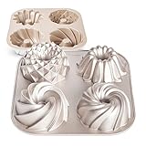 Erreke Gugelhupfform, Gugelhupf Backform, Doppelte Antihaftschicht, Professionelle Qualität, Sehr Widerstandsfähig, 4 Mini Gugelhupf, Kugelhupf Backform, Kuchenform 24cm, Tetrad