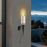 Apriltop 2 Stück Schwarz Kerzenständer für die Wand, aus Eisen, für den Innen und Außeneinsatz, für Stumpenkerzen und Elektronische LED-Stumpenkerzen, Wandleuchter Wohnzimmer