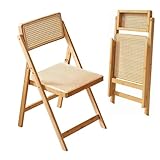 Klappstuhl aus Holz mit Rückenlehne, zusammenklappbar für einfache Lagerung, unterstützt 150 kg, ideal für Outdoor, Essen, Camping, Lounge, Schlafzimmer und Konferenz