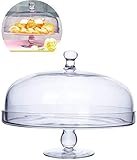 YWAWJ Obstteller Kreative Imbiss-Platte Moderne Wohnzimmer transparente Darstellung Brotteller Küche Einfache modernes Glas Obst Frische Abdeckung Käseplatte Abdeckung Cake Stands (Size : 34 * 28CM)