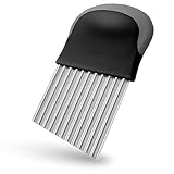 Villkin Wellenschneider für Kartoffeln - Riffelmesser aus Edelstahl für die schönsten Schnittmuster - Spülmaschinenfest (1x Schwarz-Grau)