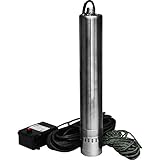 Güde Tiefbrunnenpumpe GTT 900 (900 W, Fördervolumen: 4500 l/h, max. Förderhöhe: 55 m, max. Eintauchtiefe: 15 m, 9 glasfaserverst. Laufräder, Pumpen-Ø 100 mm, Edelstahlwelle & -mantel, 20m Nylon Seil)