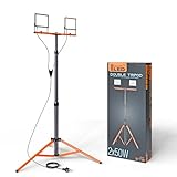 SmartLED Baustrahler Arbeitsstrahler mit Stativ 2x50W, LED Strahler 2x5500 Lumen, 1,60 m Einstellbar Teleskopisch, 360° Grad Drehung, 180 cm Kabel, IP65, kompakt und leicht (2x 50W 11000lm)