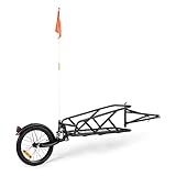 Klarfit Follower - Fahrradanhänger Lastenanhänger, einspurig, Ladefläche: 35,5 x 25,5 x 65 cm (BxHxT), 11 kg, 35 kg Ladegewicht, Stahlrahmen, 16' Rad, dynamische Federung, Reflektoren, schwarz