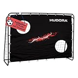 HUDORA Fußballtor Trainer mit Torwand - Robustes Outdoor Fußballtor für Kinder & Erwachsene - Torwand mit zwei verstärkten Schusslöchern - wetterfestes Fußballtor für Training & Freizeit