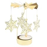 pologmase Weihnachten Rotary Kerzenhalter, Kerzenhalter, Karussell Kerzenhalter, Weihnachten Rotary Teelichthalter, Metall Gold Heiß Rotierende Kerzenständer, Weihnachten Drehbarer Kerzenständer