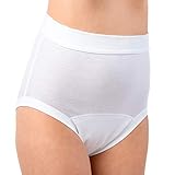 HERMKO 1265 2er Pack Damen Inkontinenz Slip mit Weichbund aus Bio-Baumwolle, Farbe:weiß, Größe:40/42 (M)