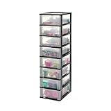 Iris Ohyama, Kunststoff Schubladenbox mit 8 flachen Schubladen, Schwarz, Easy-Pull-System, A4, A5 & A6 Format, Schreibtisch Organizer für Büro, Schreibwaren, BPA-frei, Schubladenschrank, OCH-2008